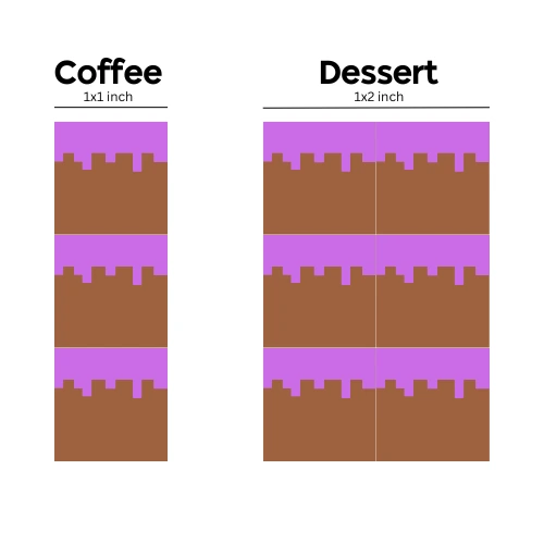 Diagram showing the difference between coffee portions and dessert portions for wedding cakes in Sydney.